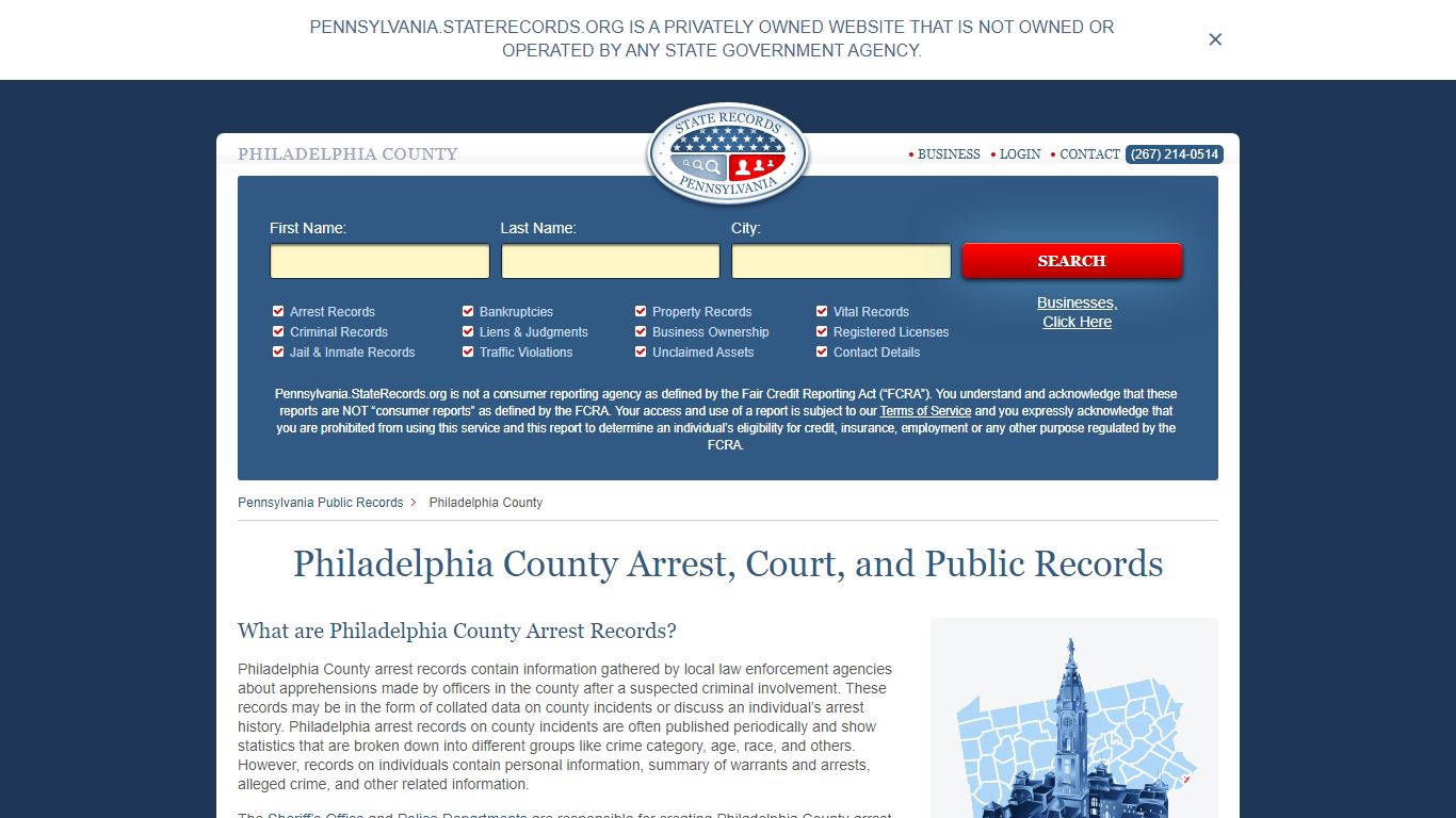 Philadelphia County Arrest, Court, and Public Records